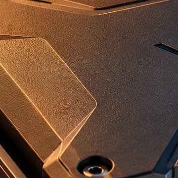 Close-up of the textured matte-black lid.